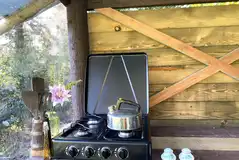 Gas camping stoves in the private kitchen areas Gas camping stoves in the private kitchen areas