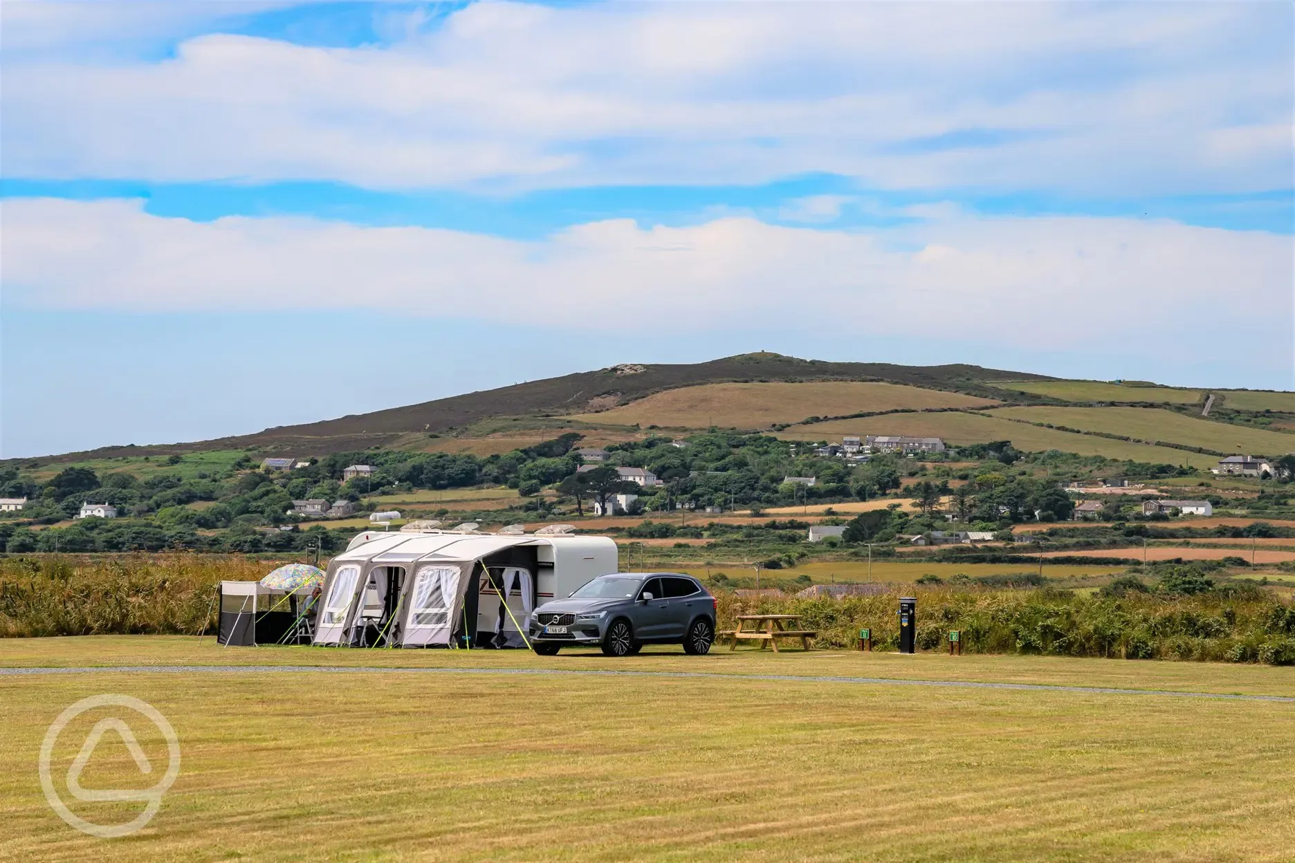 Electric grass pitches with countryside views