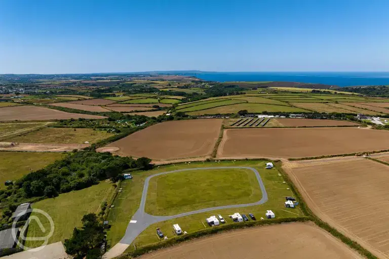 Aerial of the campsite by the coast