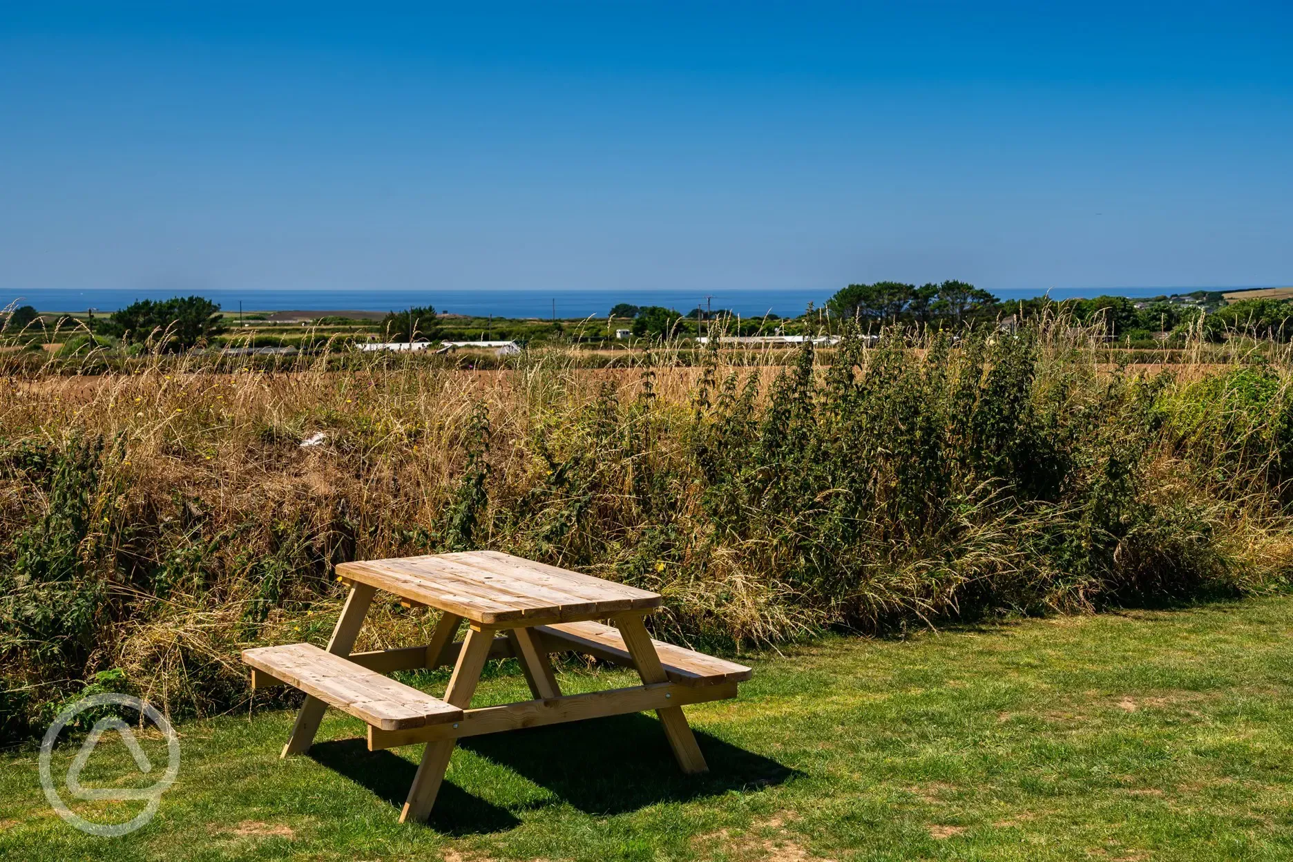 Picnic benches with sea views