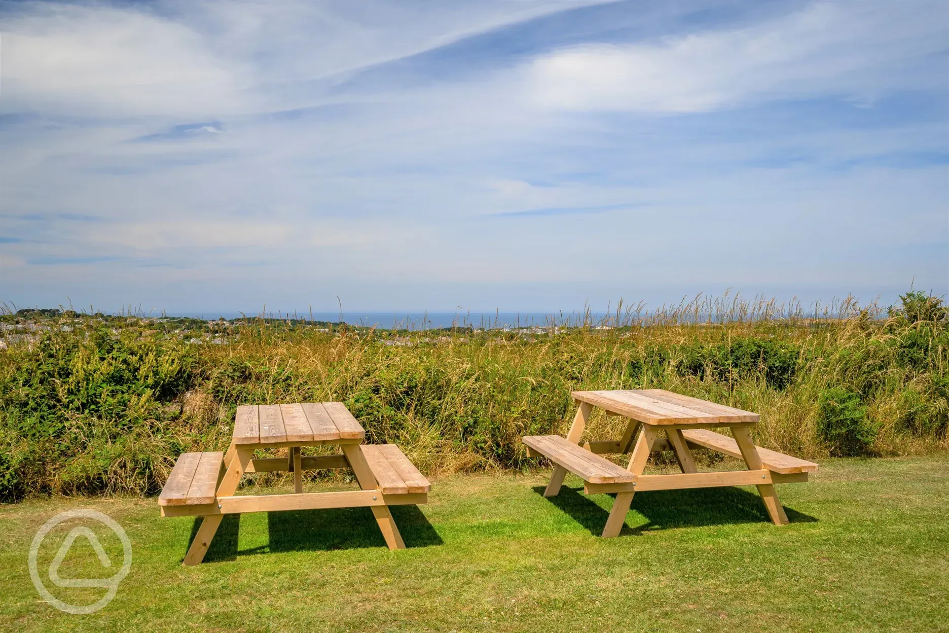 Picnic benches with sea views