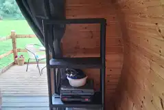 Camping equipment inside the camping pods