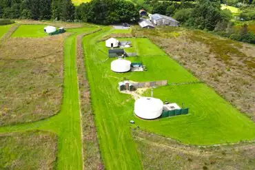 Aerial of Embrace the Space yurts