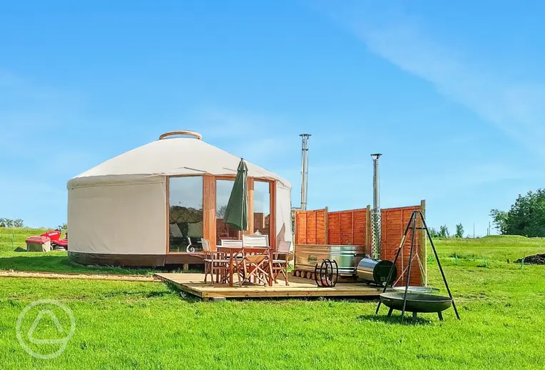 7m luxury European yurt with outdoor tub at Embrace the Space