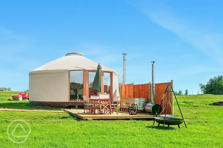 7m luxury European yurt with outdoor tub at Embrace the Space