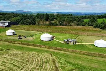 Aerial of the yurts