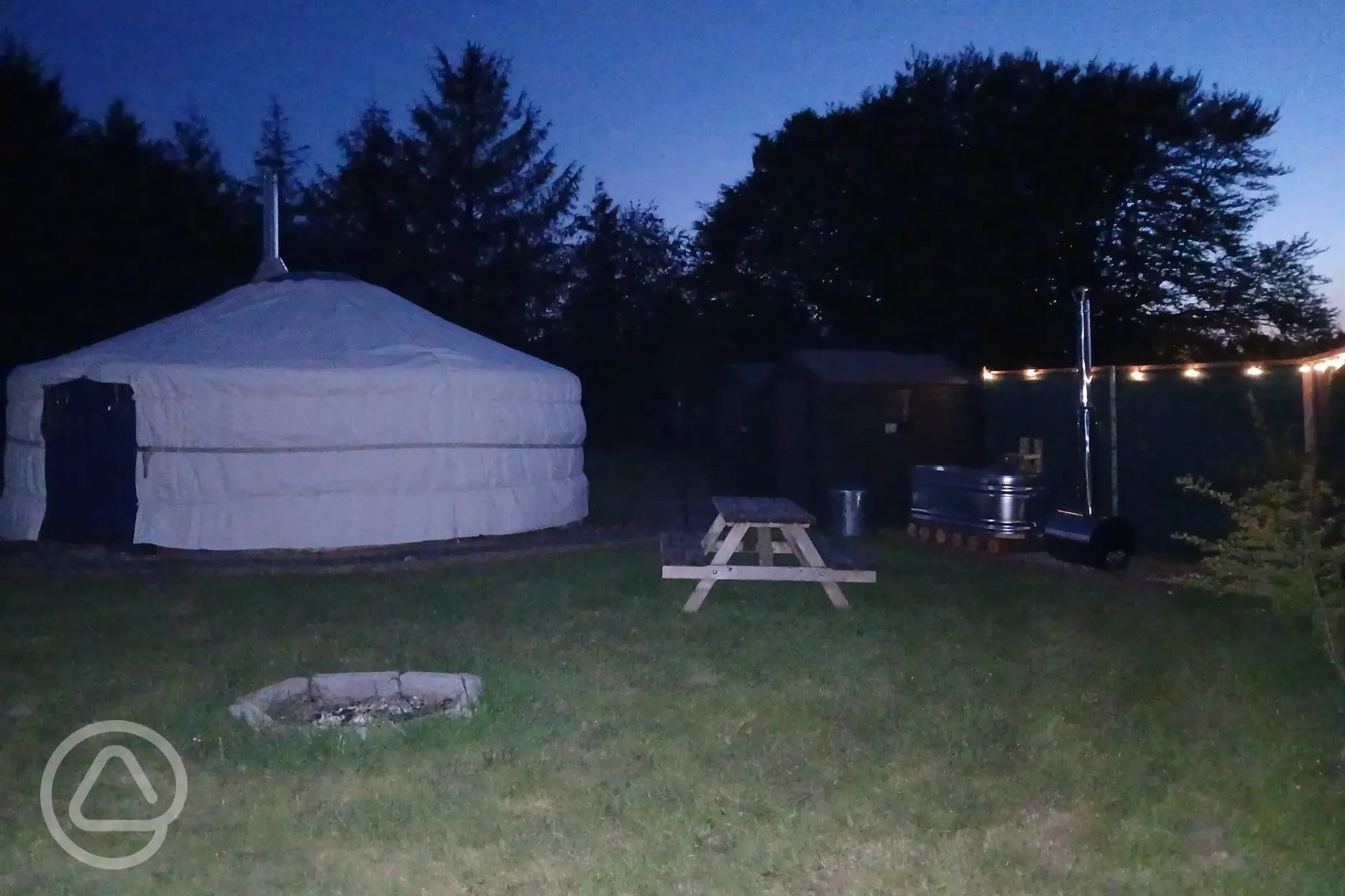 Yurts at night