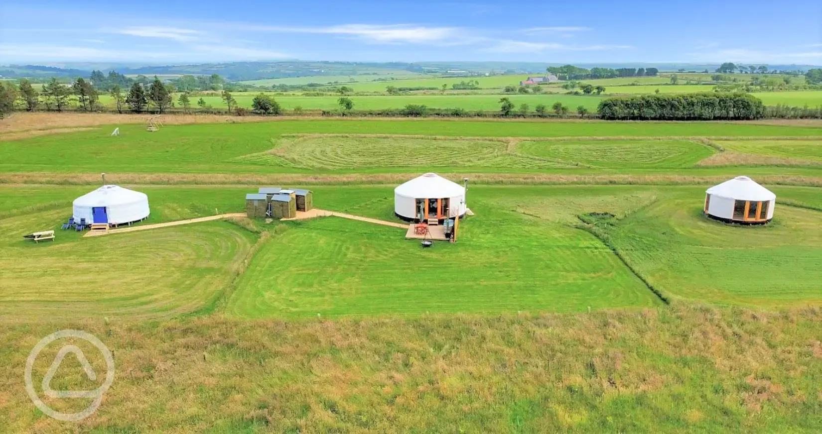 Aerial of the yurts