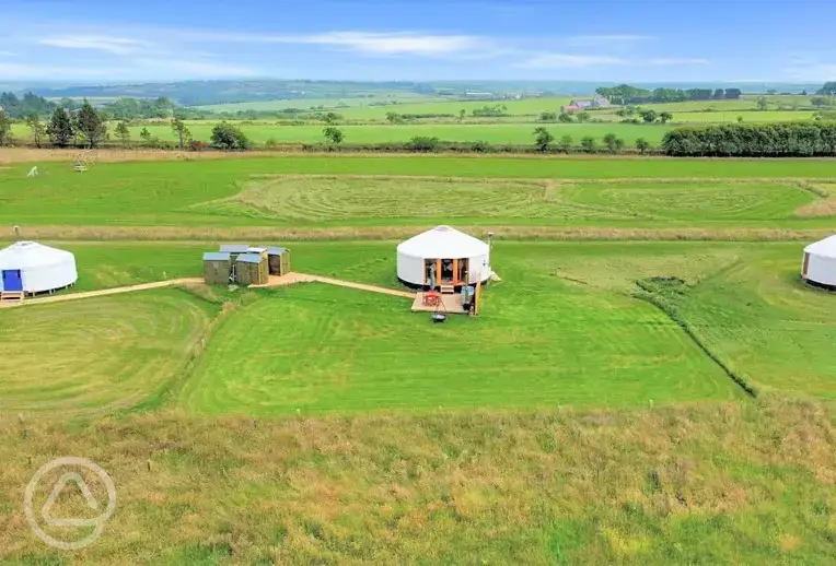 Aerial of the yurts