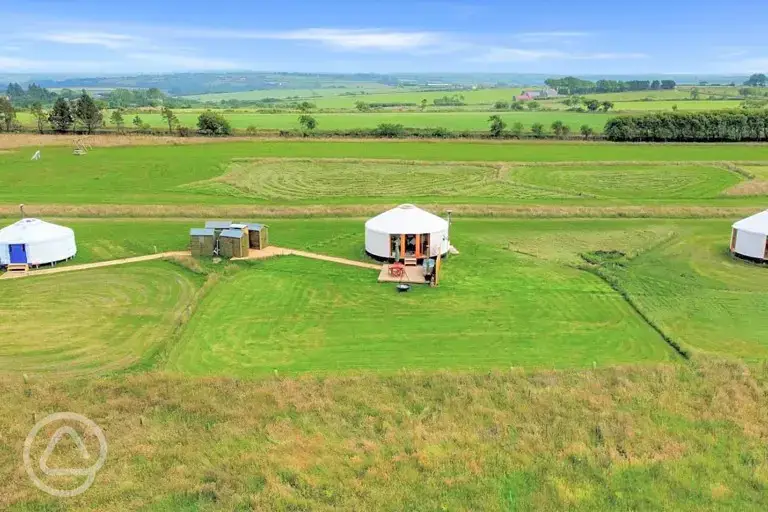 Aerial of the yurts