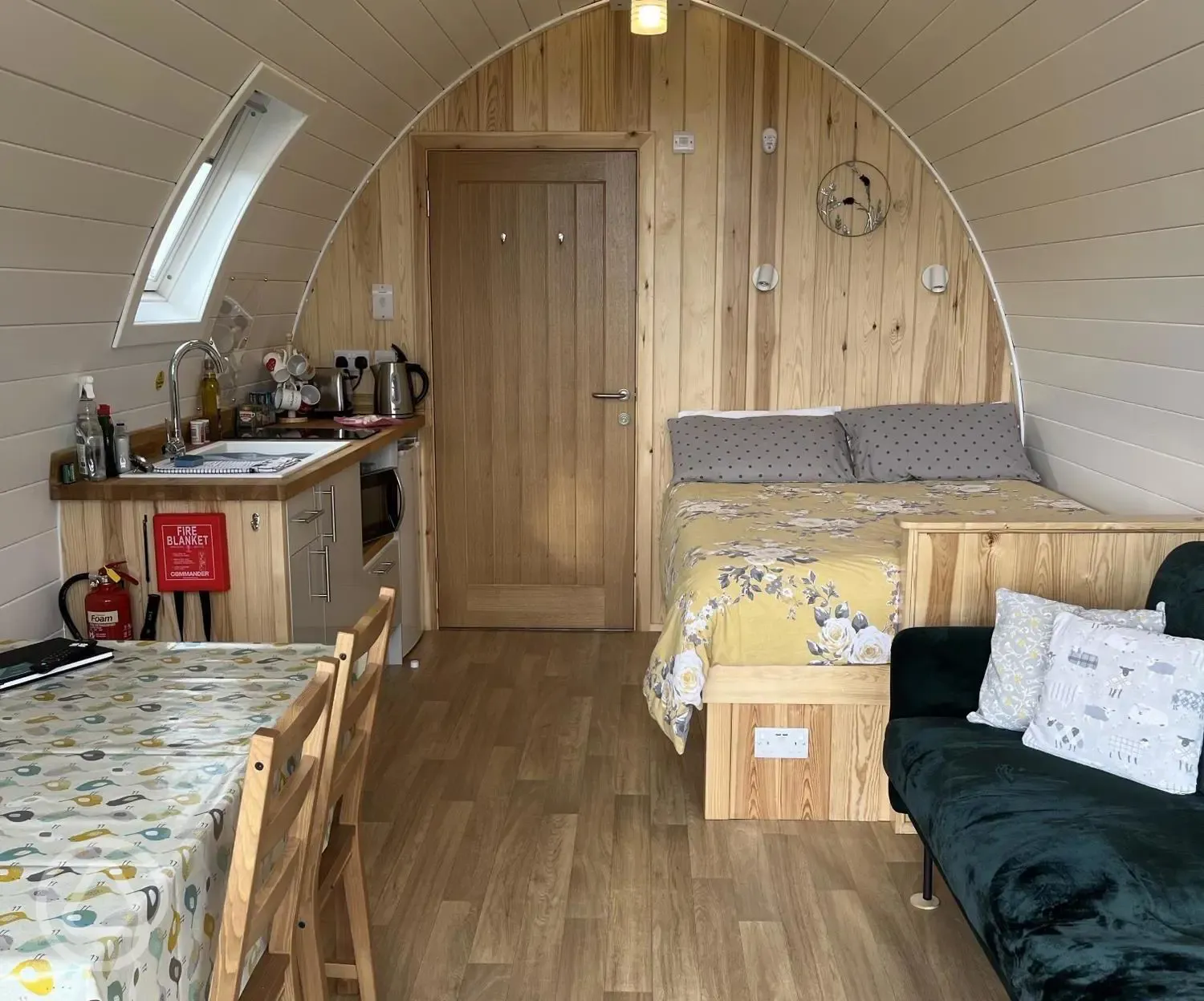 Panoramic wigwam pod interior