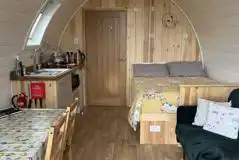 Panoramic wigwam pod interior