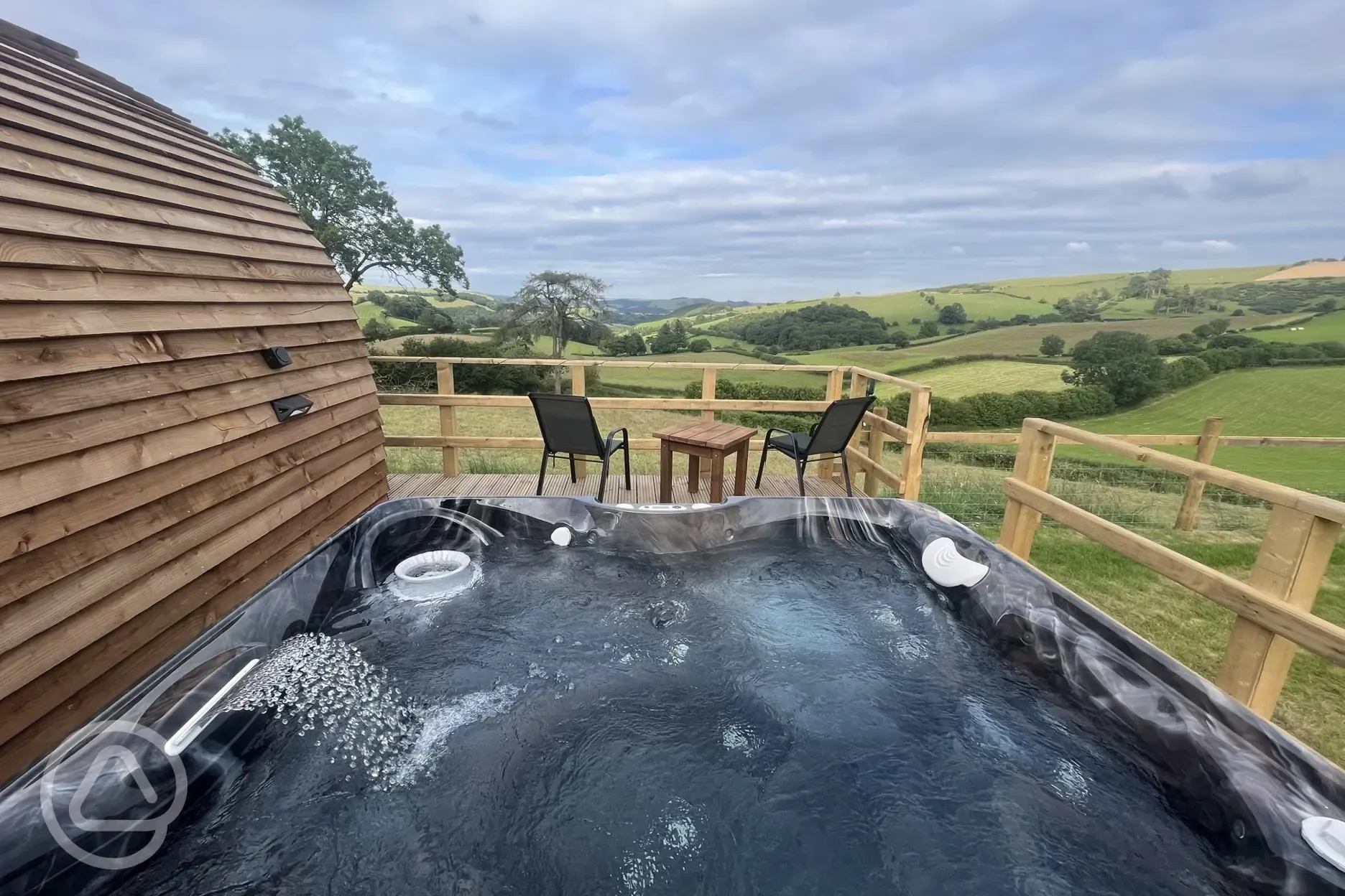 Panoramic wigwam hot tub