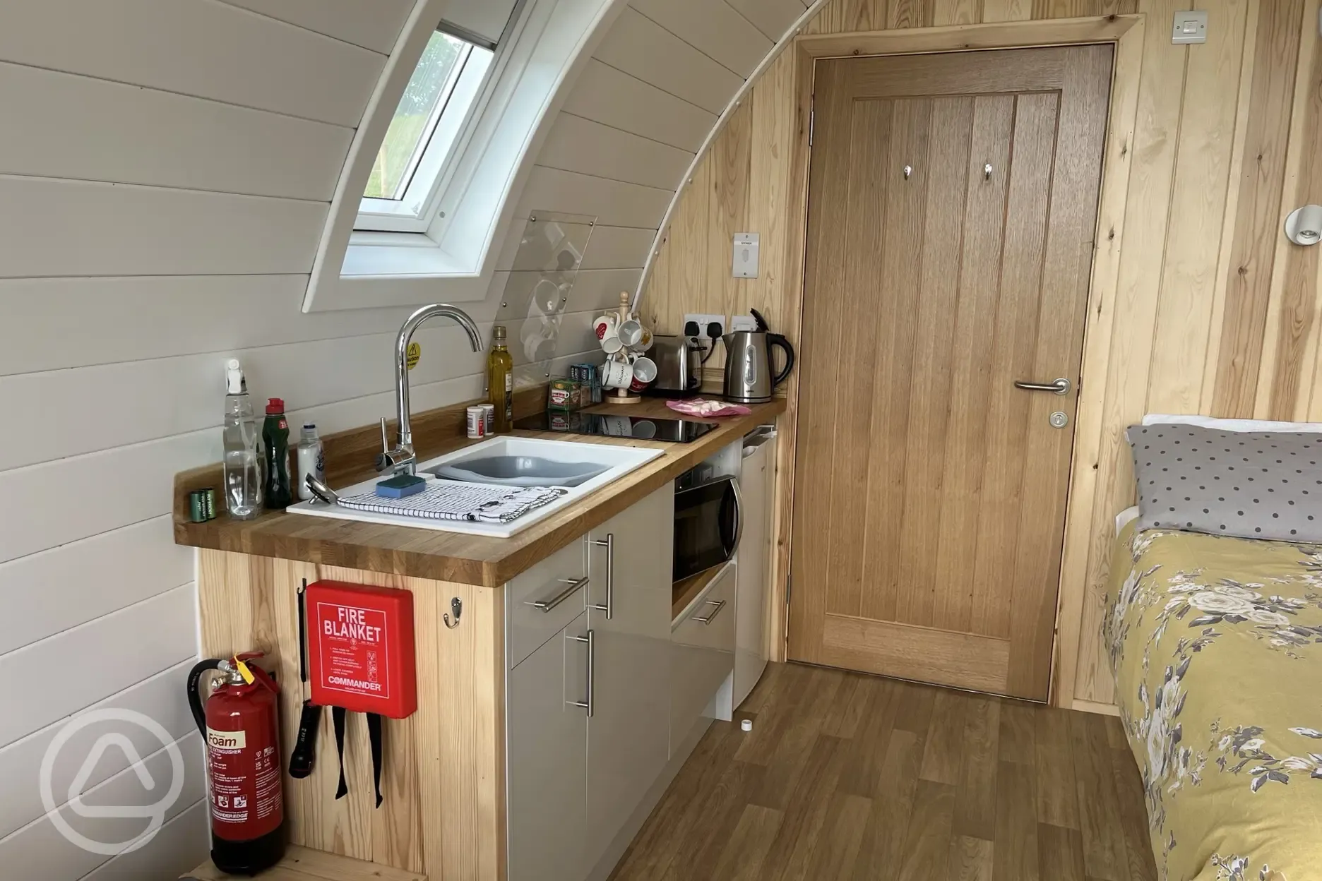 Panoramic wigwam pod interior