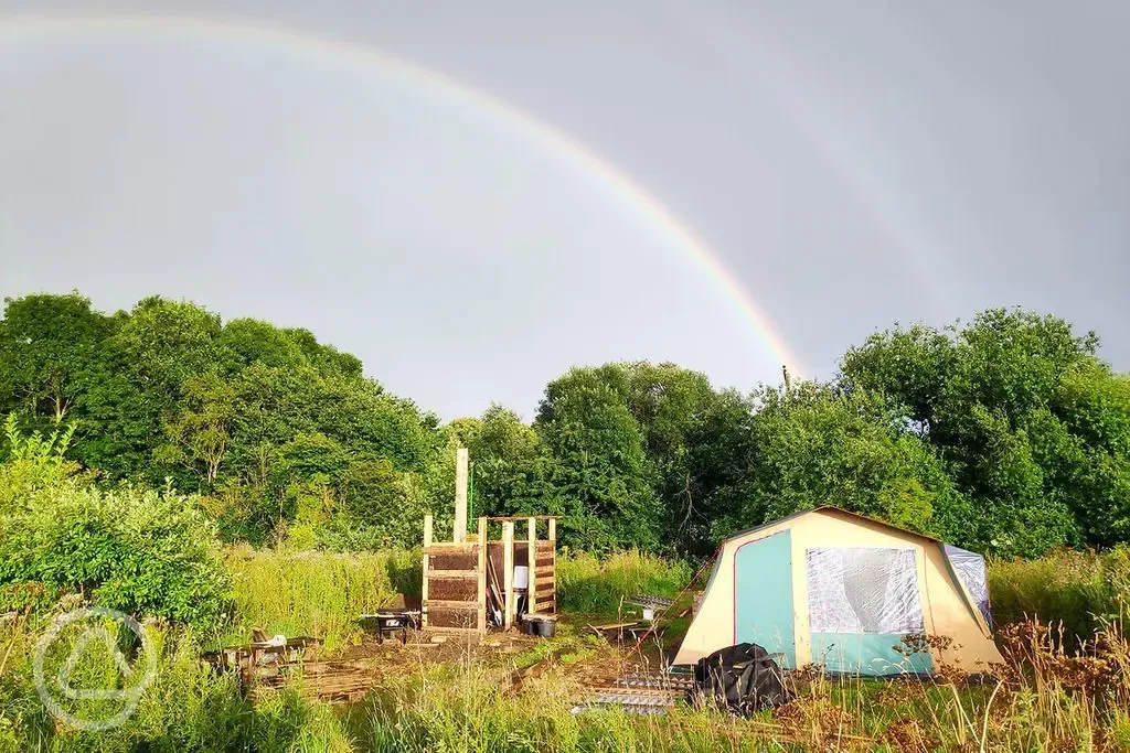 Retro tent with rainbow