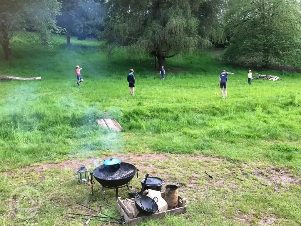Outdoor cooking and playing