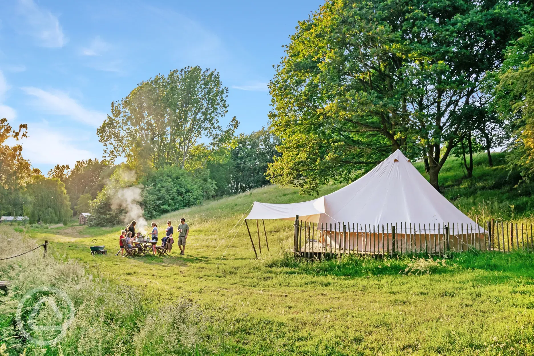 2 Bell tents, a Shepherd's hut and 2 woodland pitches await
