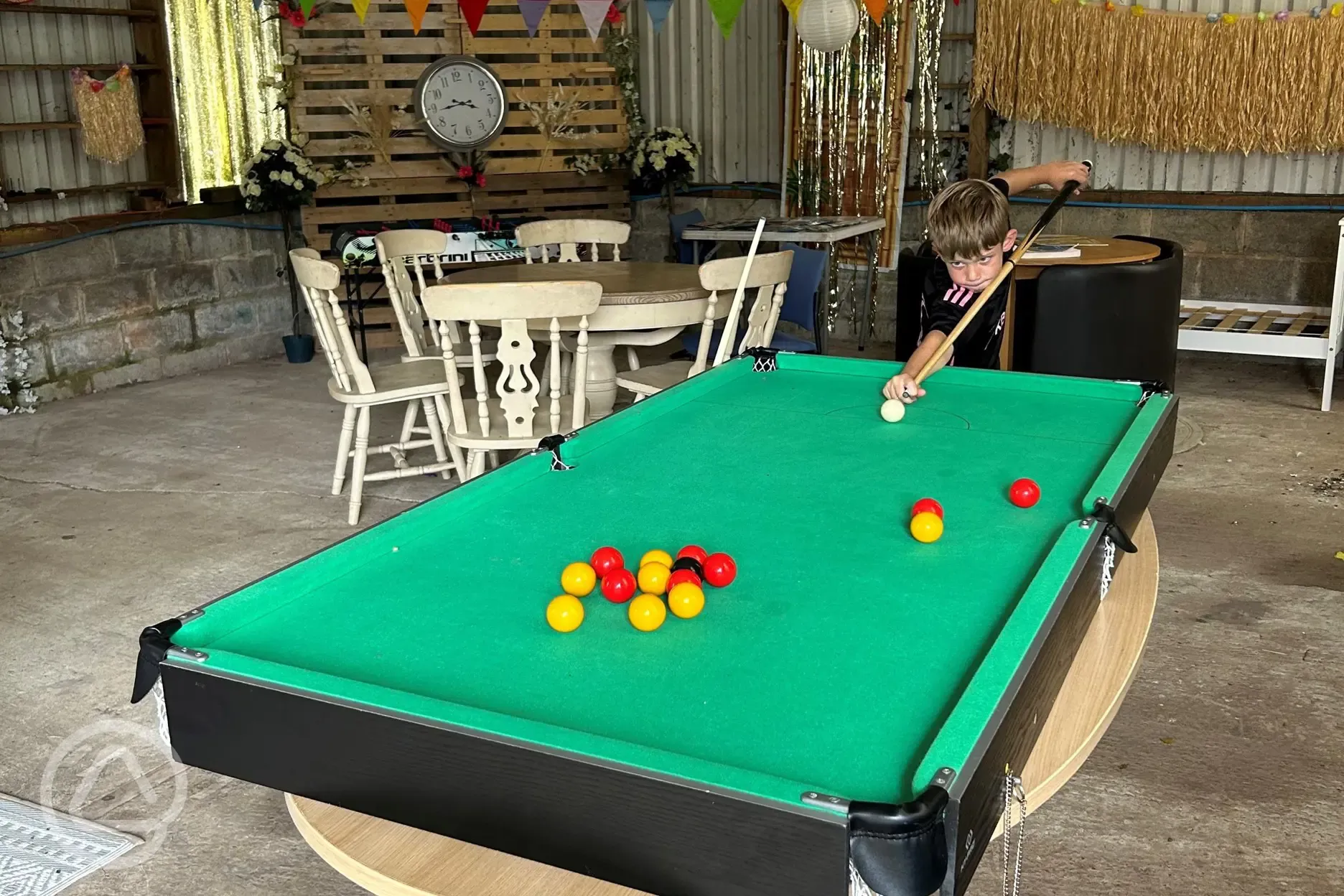 Communal area with pool table, football table and games