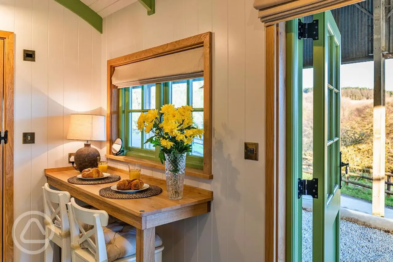 Shepherd's hut interior