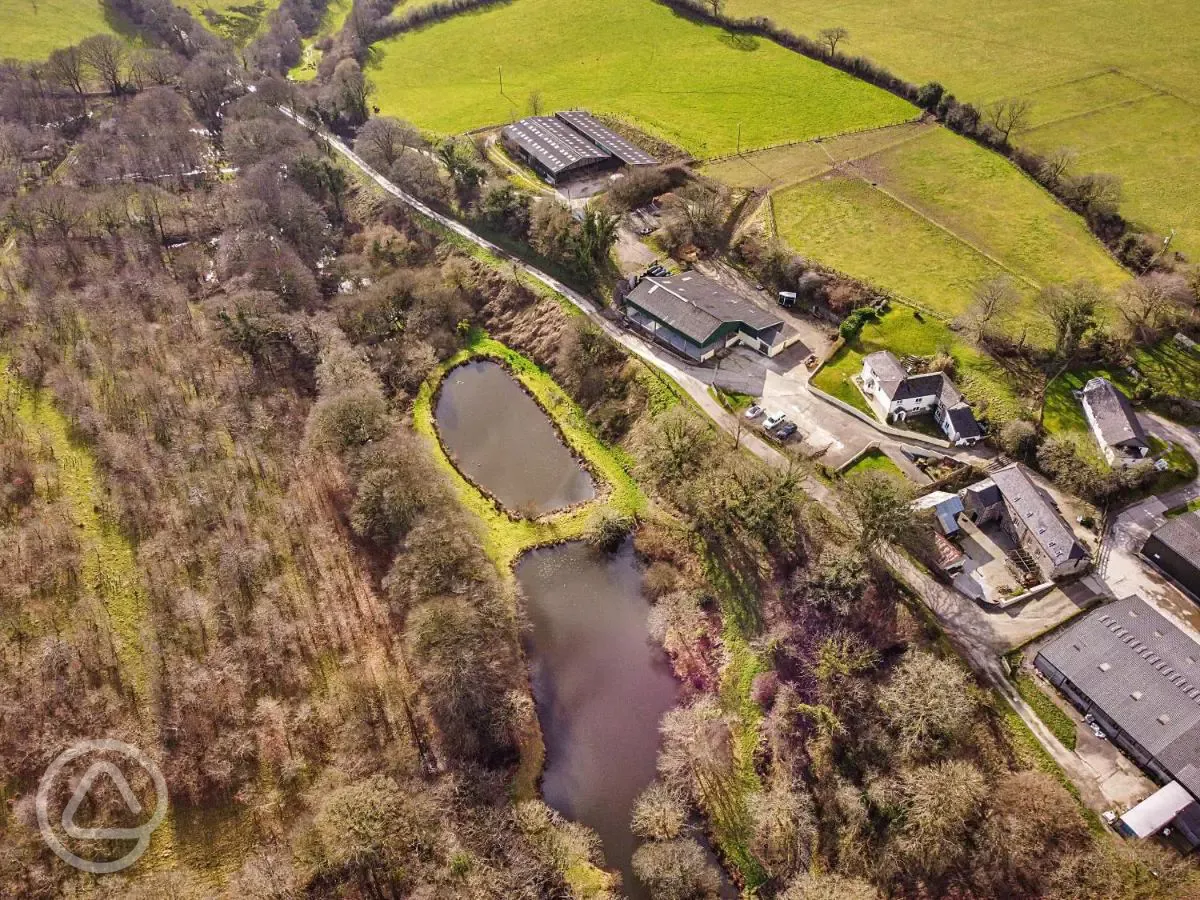 Aerial of the site and fishing lake