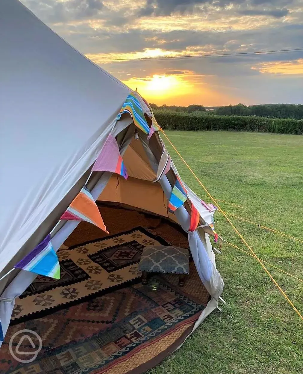 Bell tent and sunset