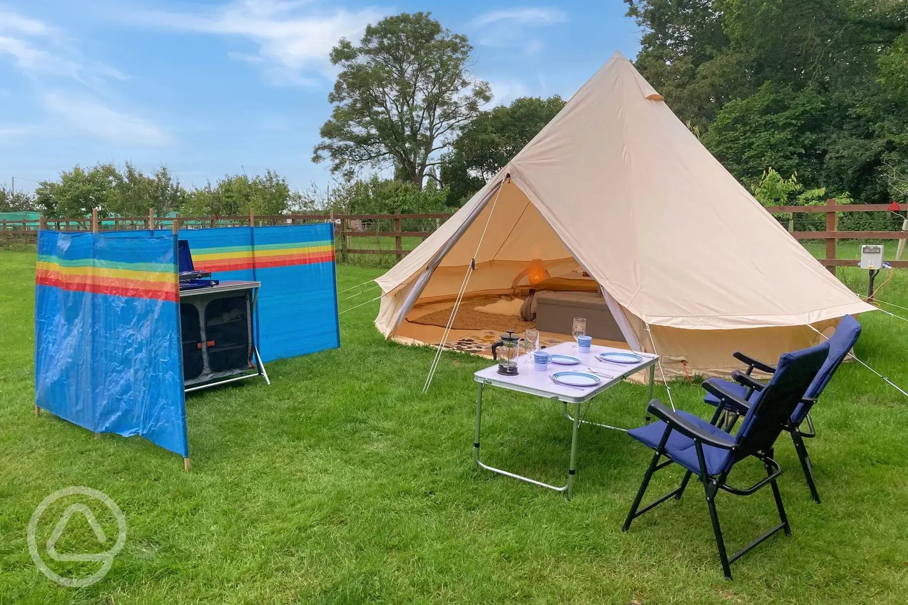 Electric grass tent pitches