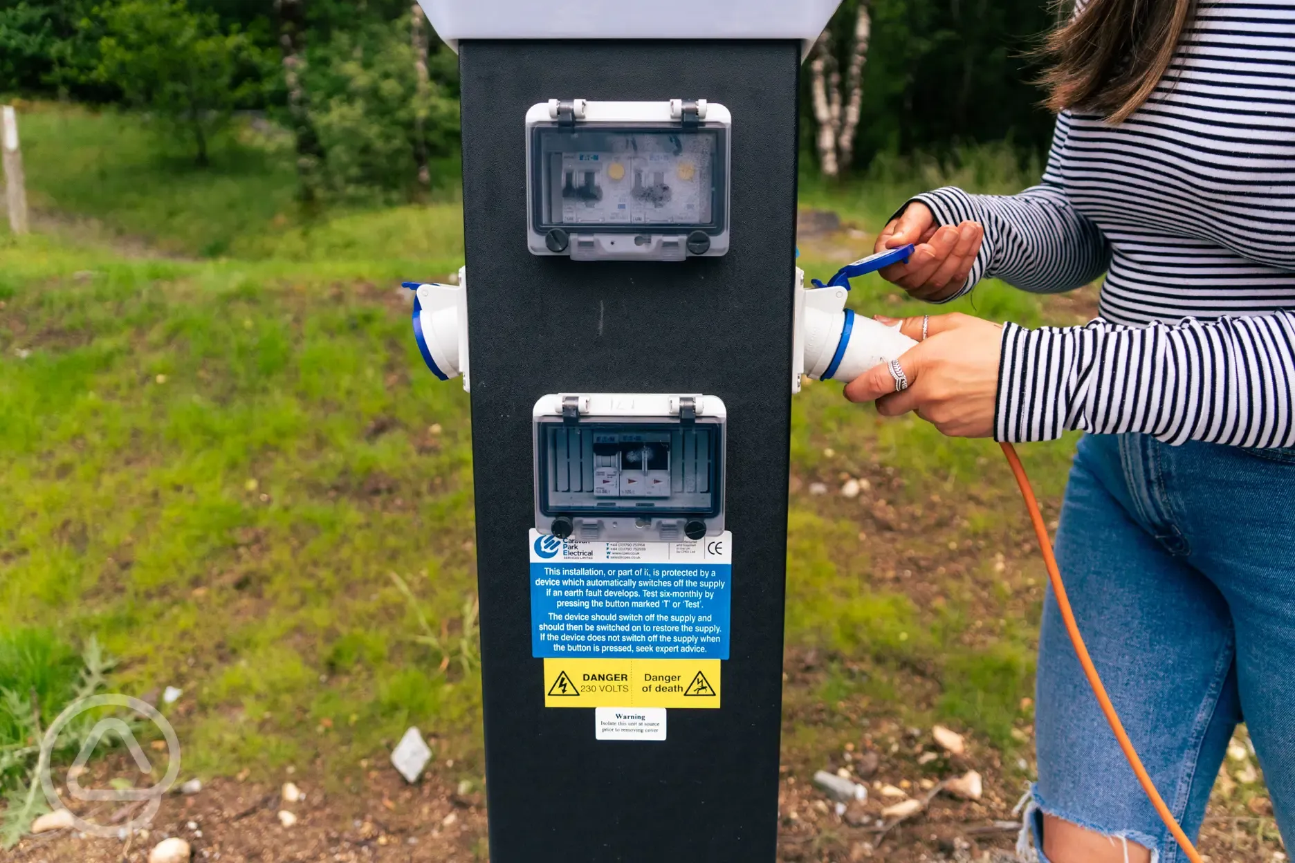 The 16 amp electric hook ups found by the pitches