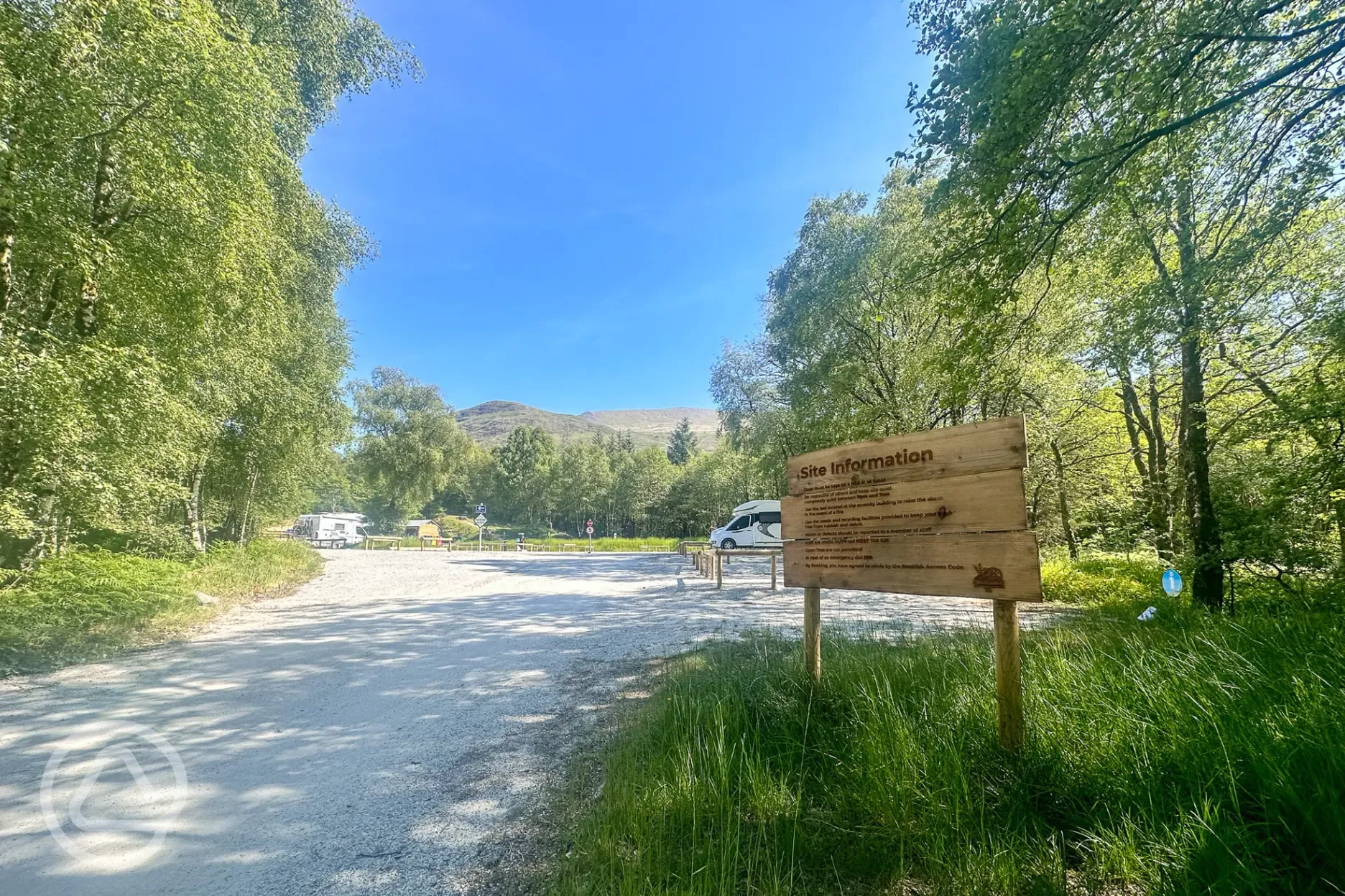 Electric hardstanding pitches entrance 