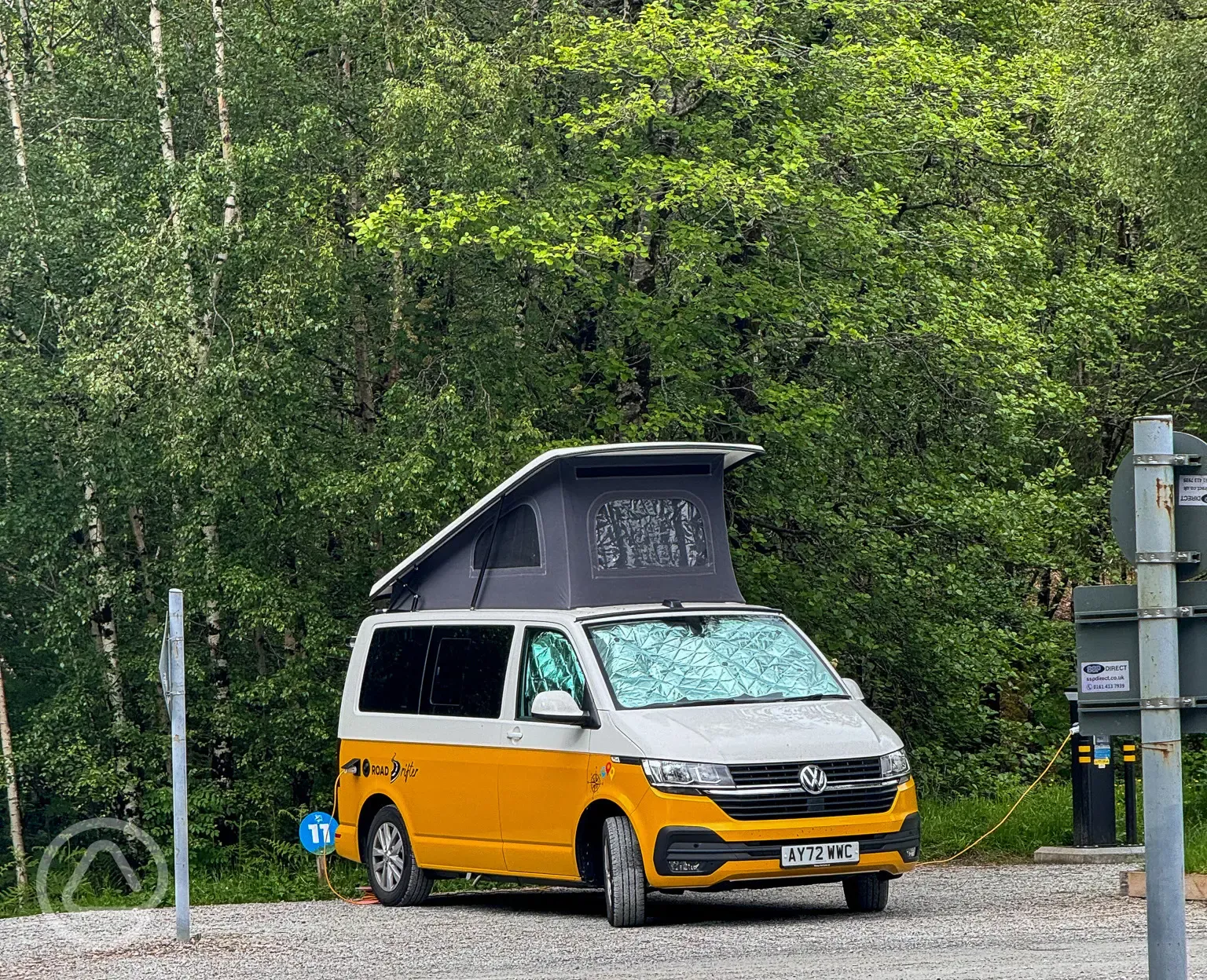 Hardstanding pitches with 16 amp electric hook ups at Nevis Range