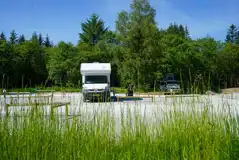 Electric hardstanding pitches with wooden marked pitch boundaries