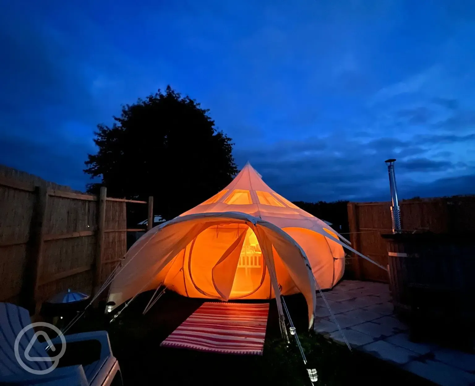 Stargazer bell tent at night