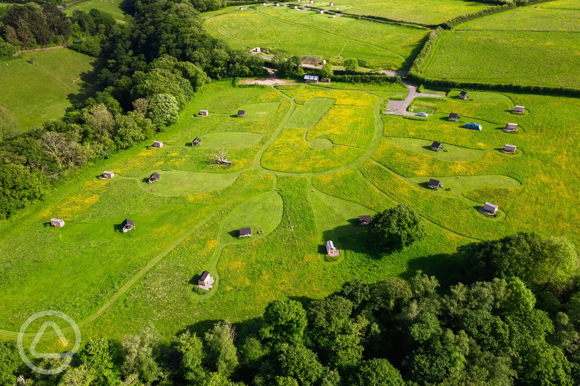 Aerial view of the campsite