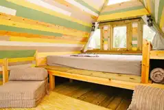 A-frame cabin interior