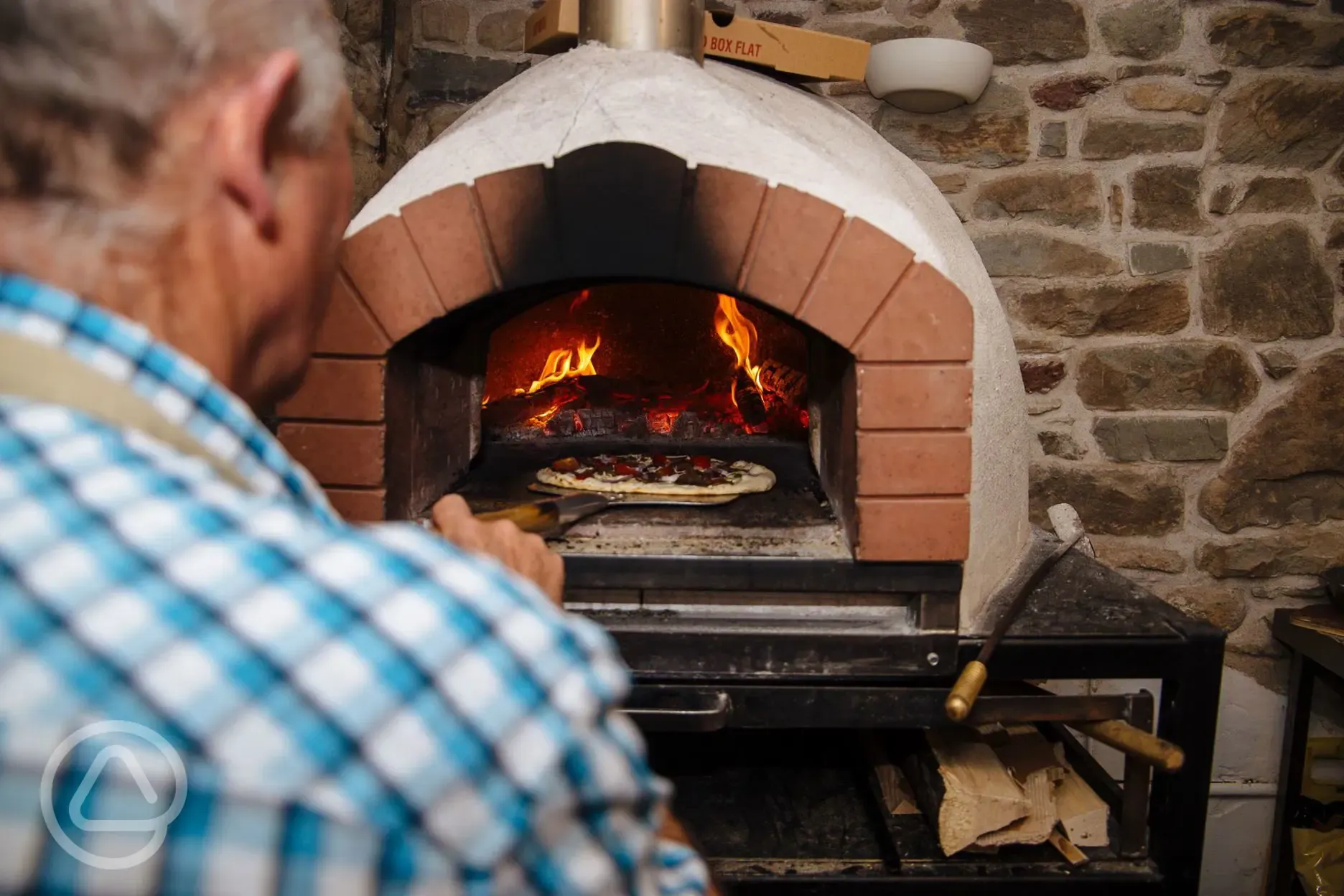 Onsite wood-fired pizza