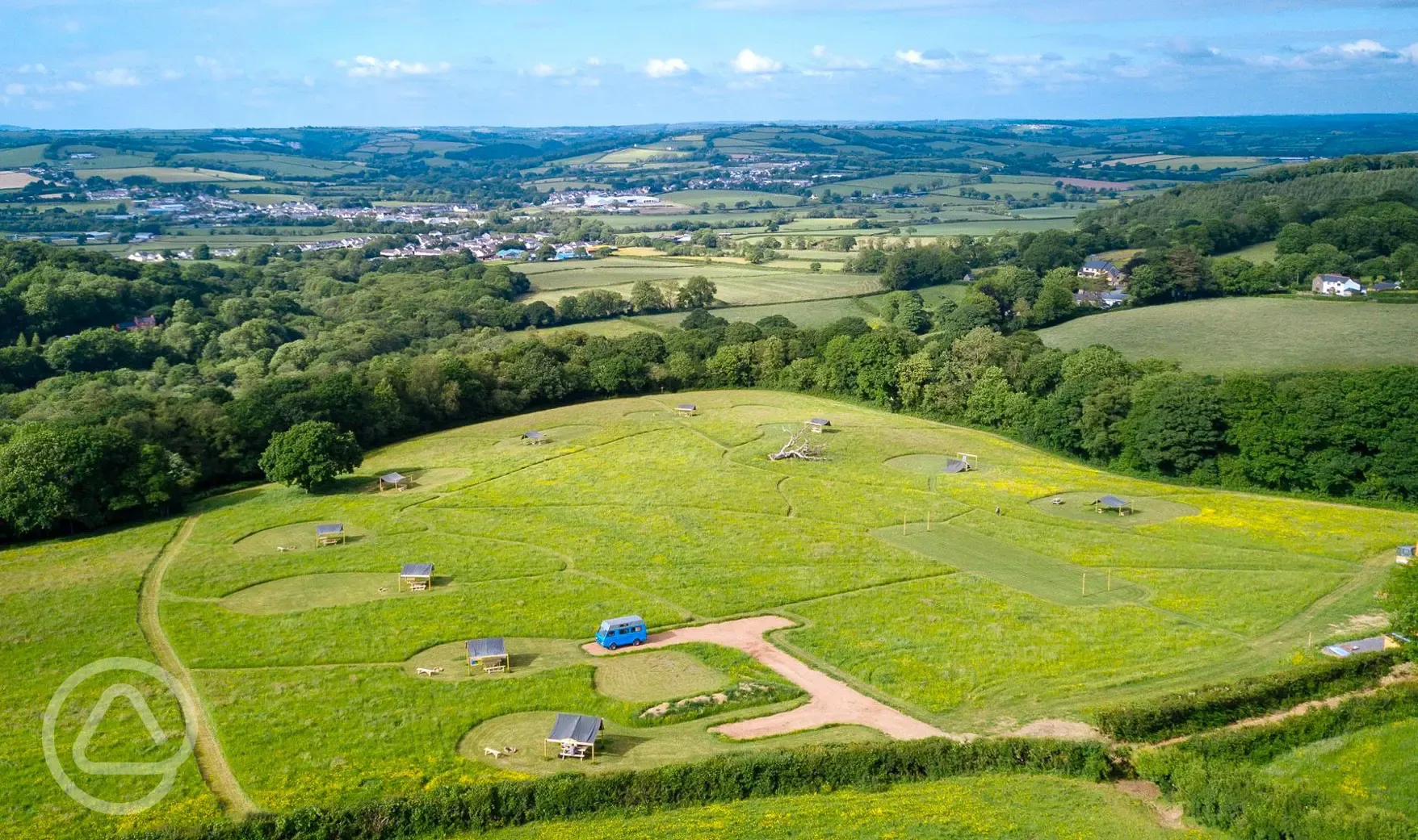 Aerial view of the campsite