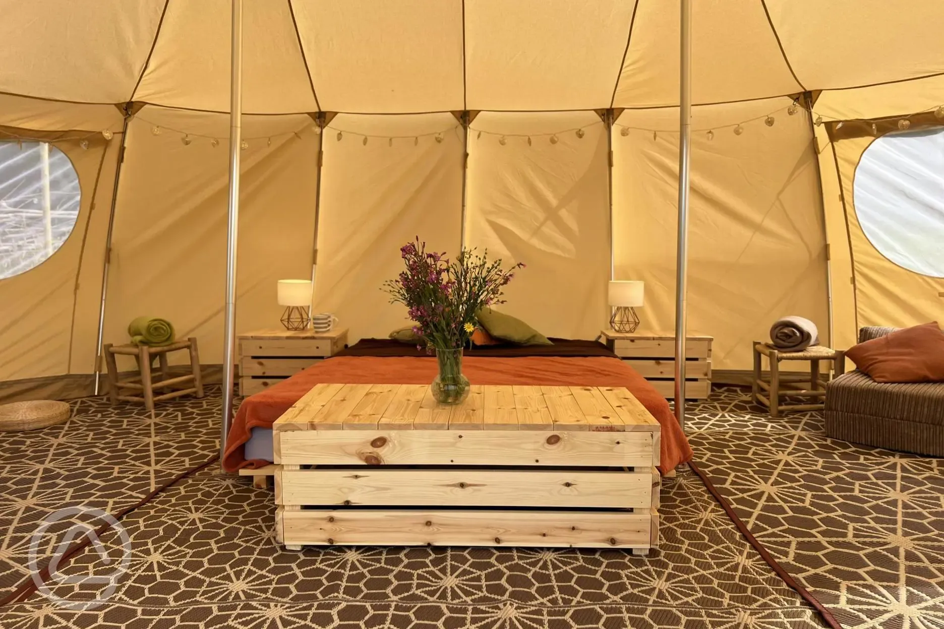 Wild spa wellbeing bell tent interior