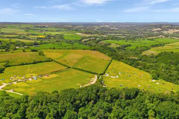 Aerial view of the campsite and countryside