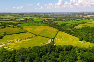 Aerial view of the campsite and countryside