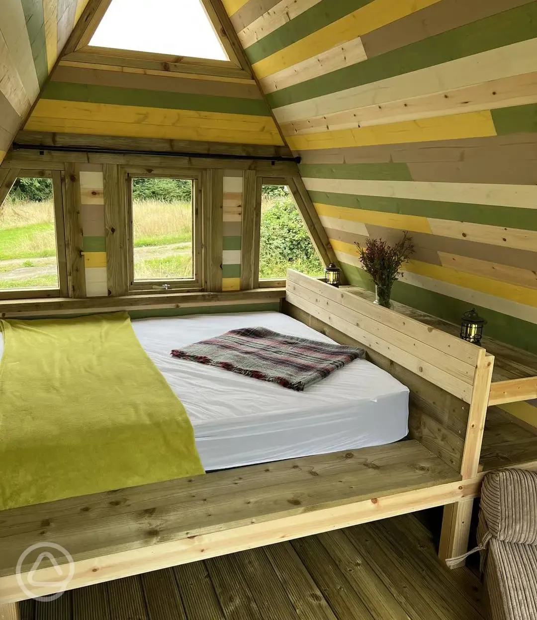 A-frame cabin interior