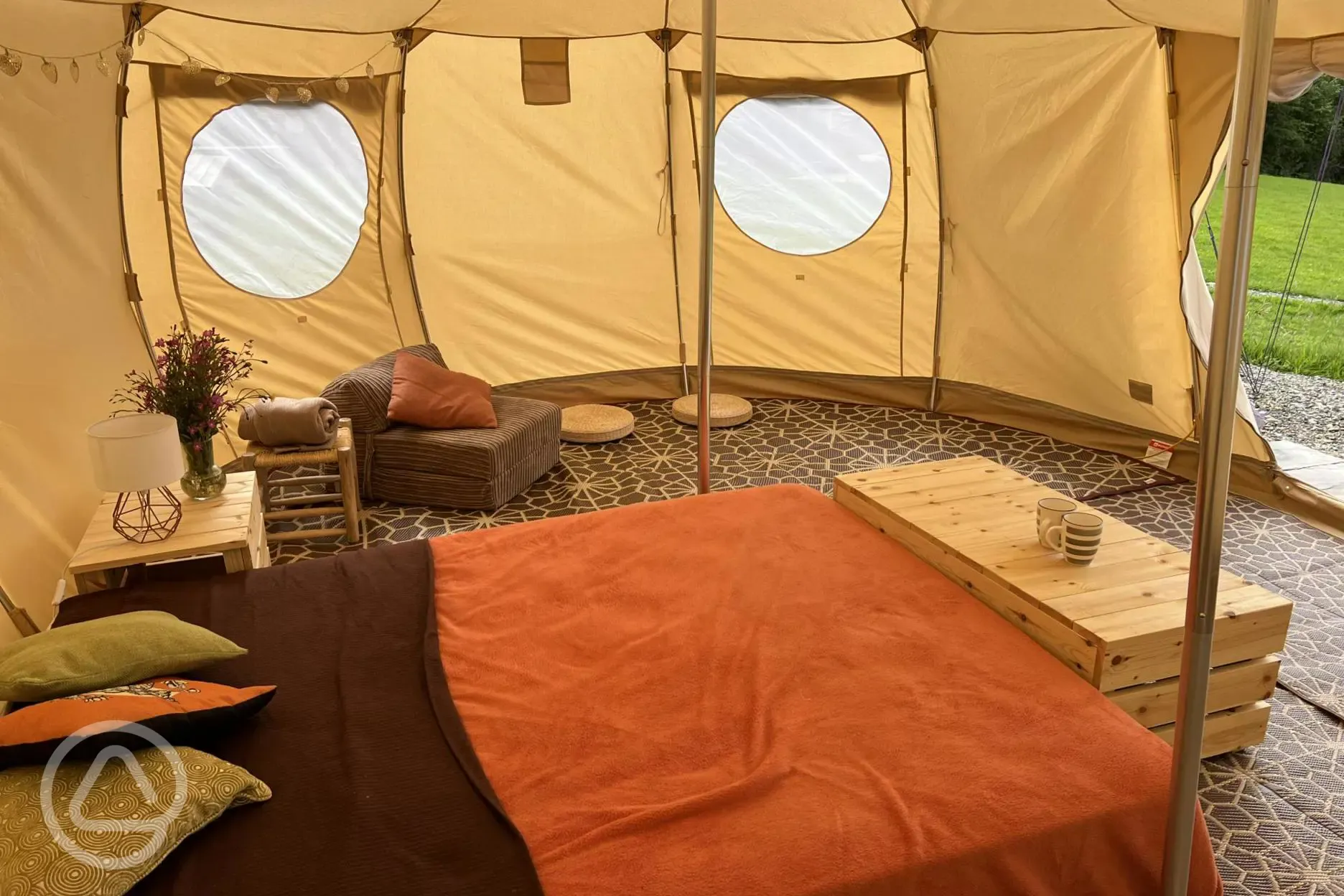 Wild spa wellbeing bell tent interior