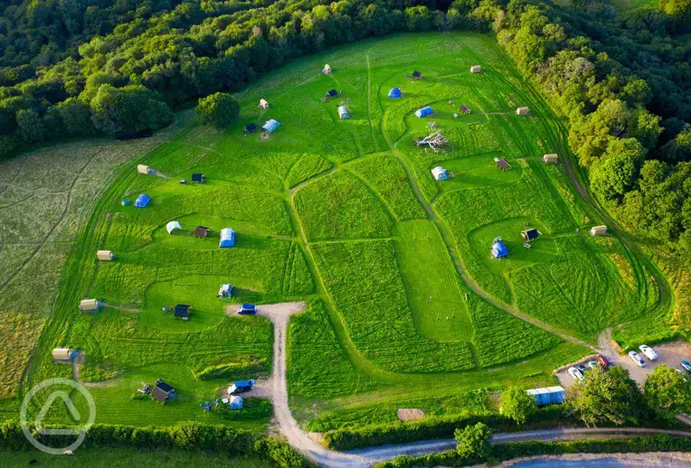 Aerial view of the campsite