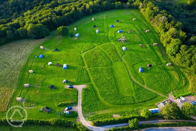 Aerial view of the campsite