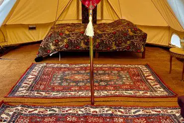 Inside the bell tents 
