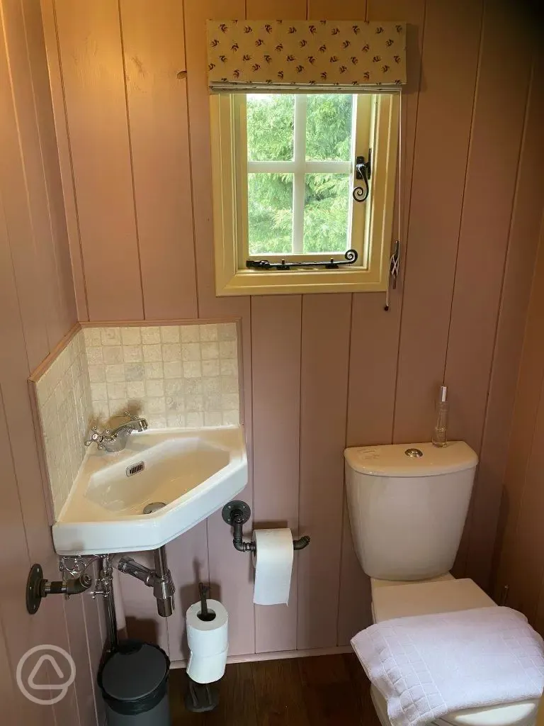 Corncockle shepherd's hut bathroom