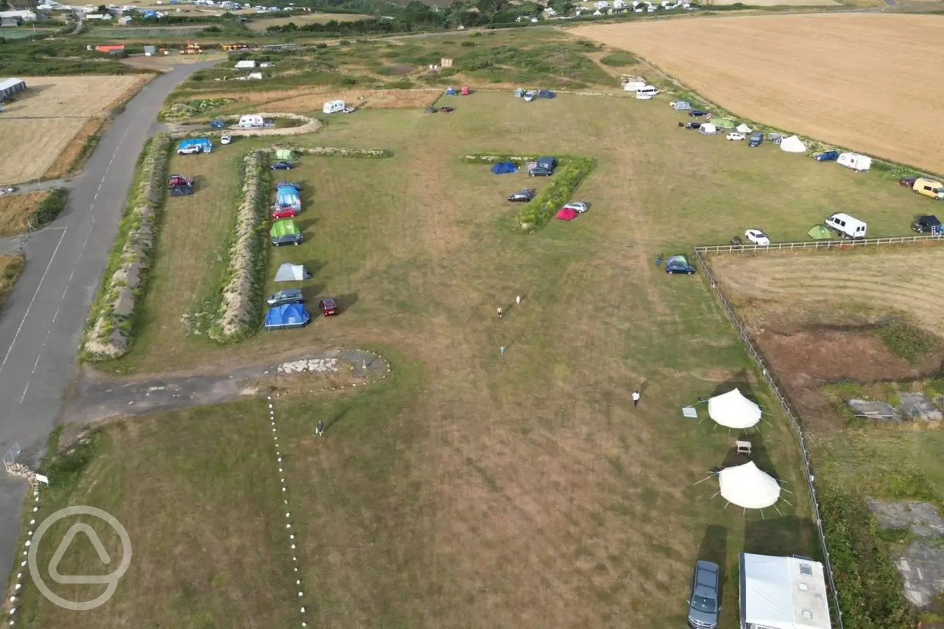 Aerial view of non electric grass pitches Aerial view of non electric grass pitches