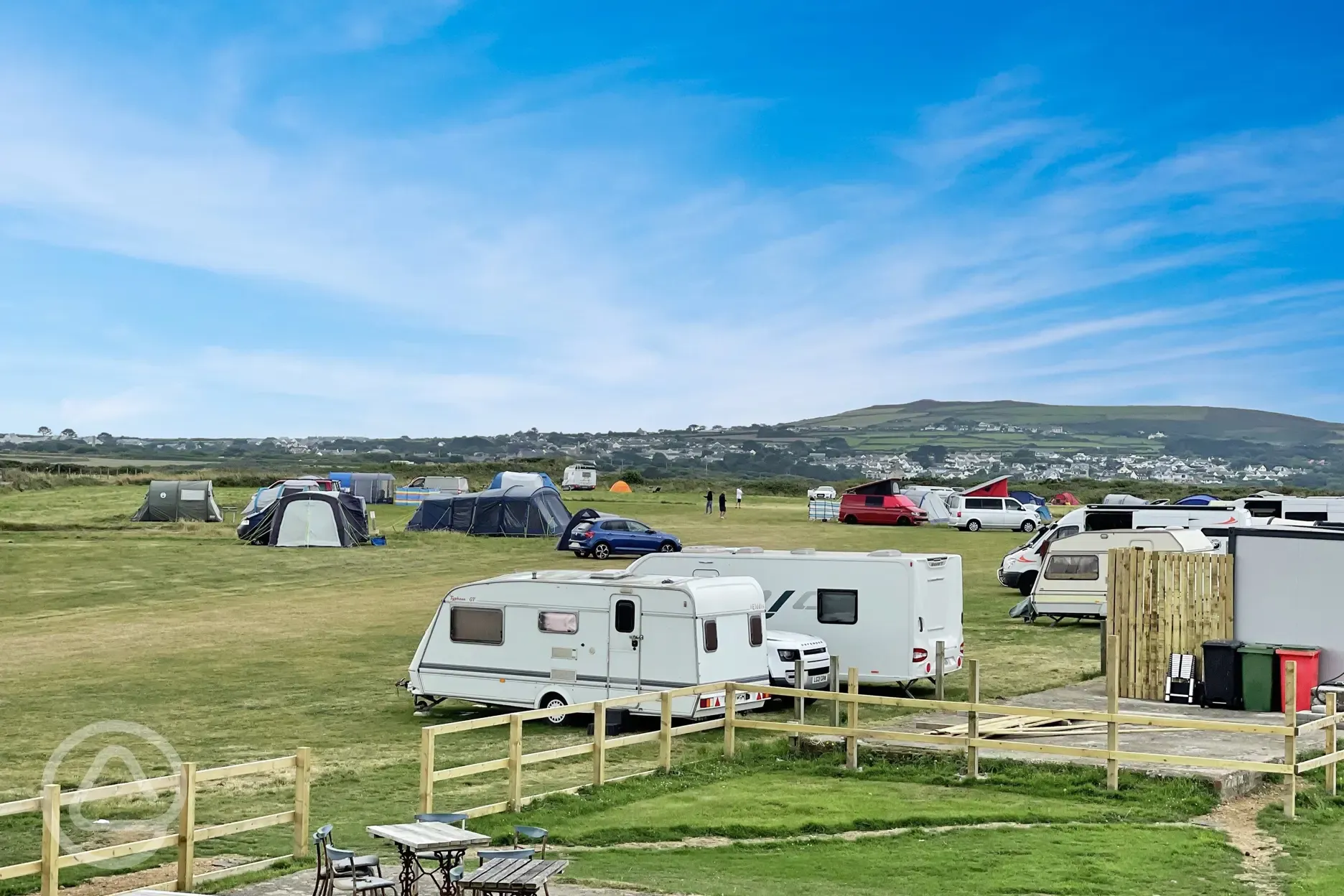 Non electric grass pitches with countryside views