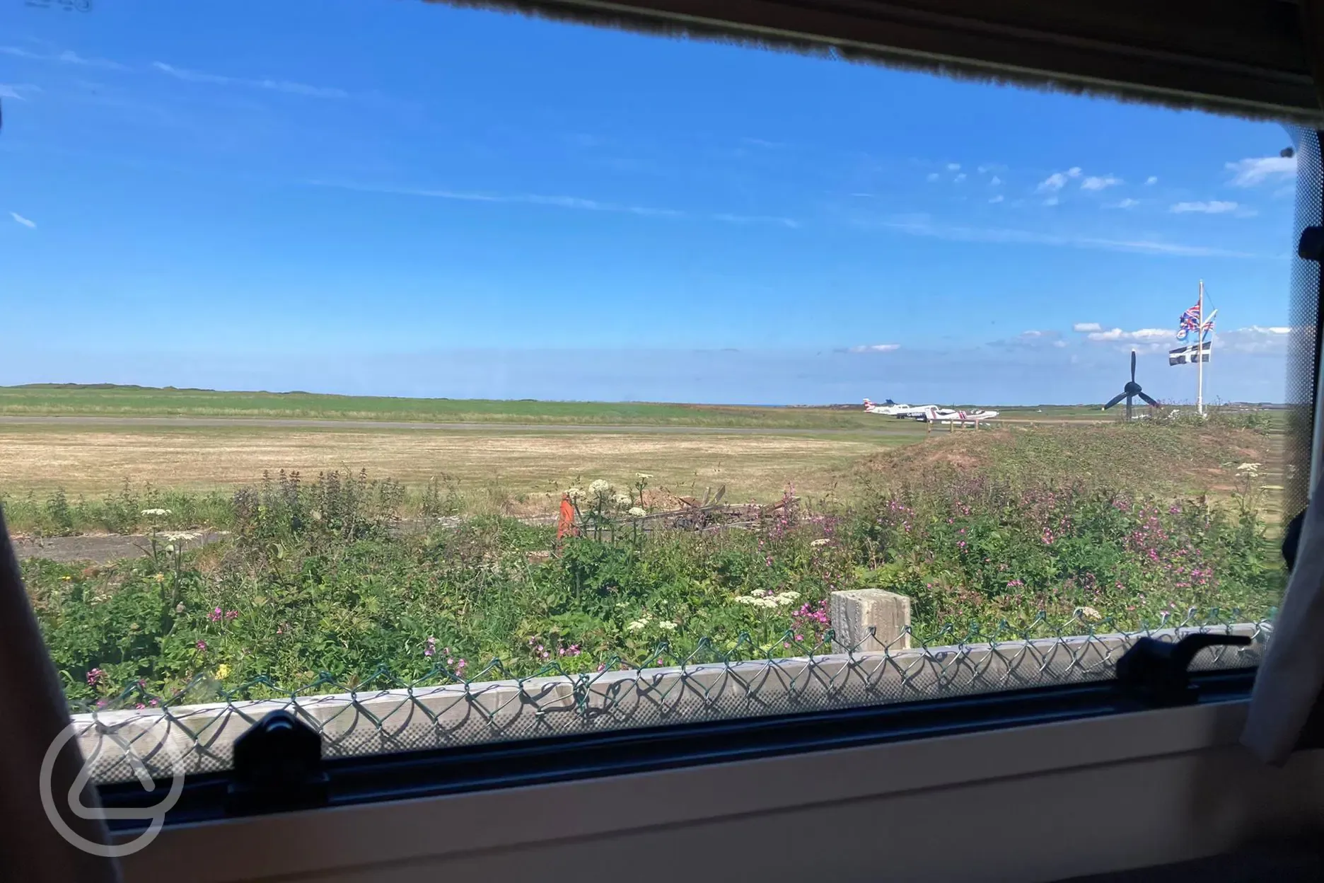 Views of the airfield from Pegasus touring caravan