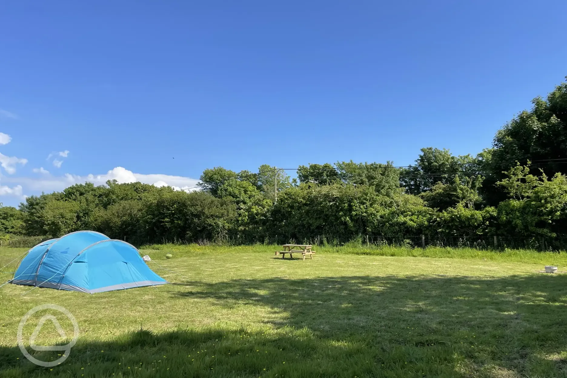 Huge 25x30m meadow pitch with compost loo and hot shower