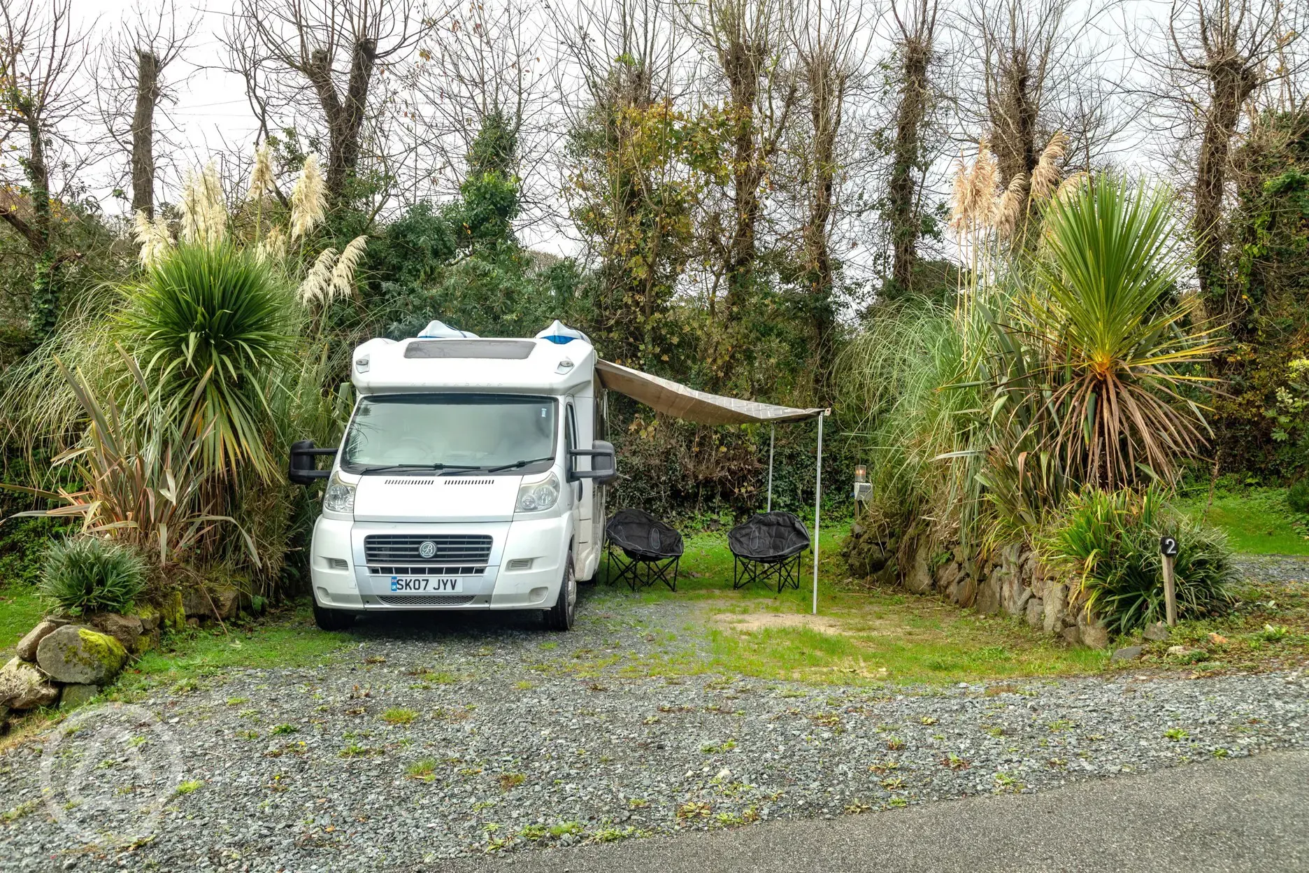 Fully serviced hardstanding pitches with space for awning