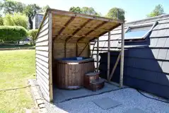 Glamping pod with a covered wood-fired hot tub (Whernside and Ingleborough)